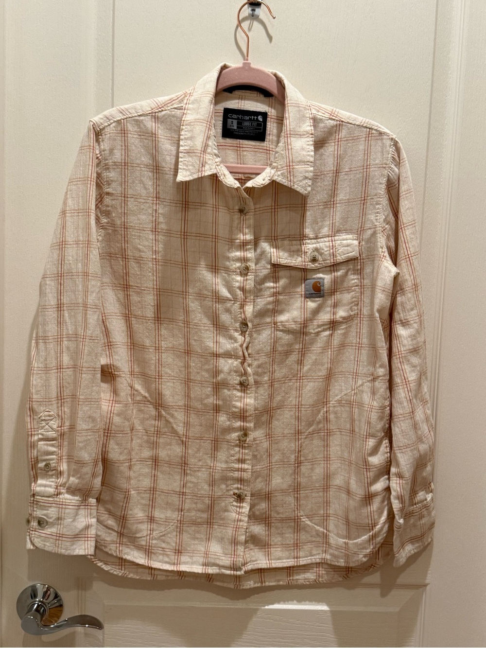 Carhartt Women’s Cream Plaid Button-Down Shirt